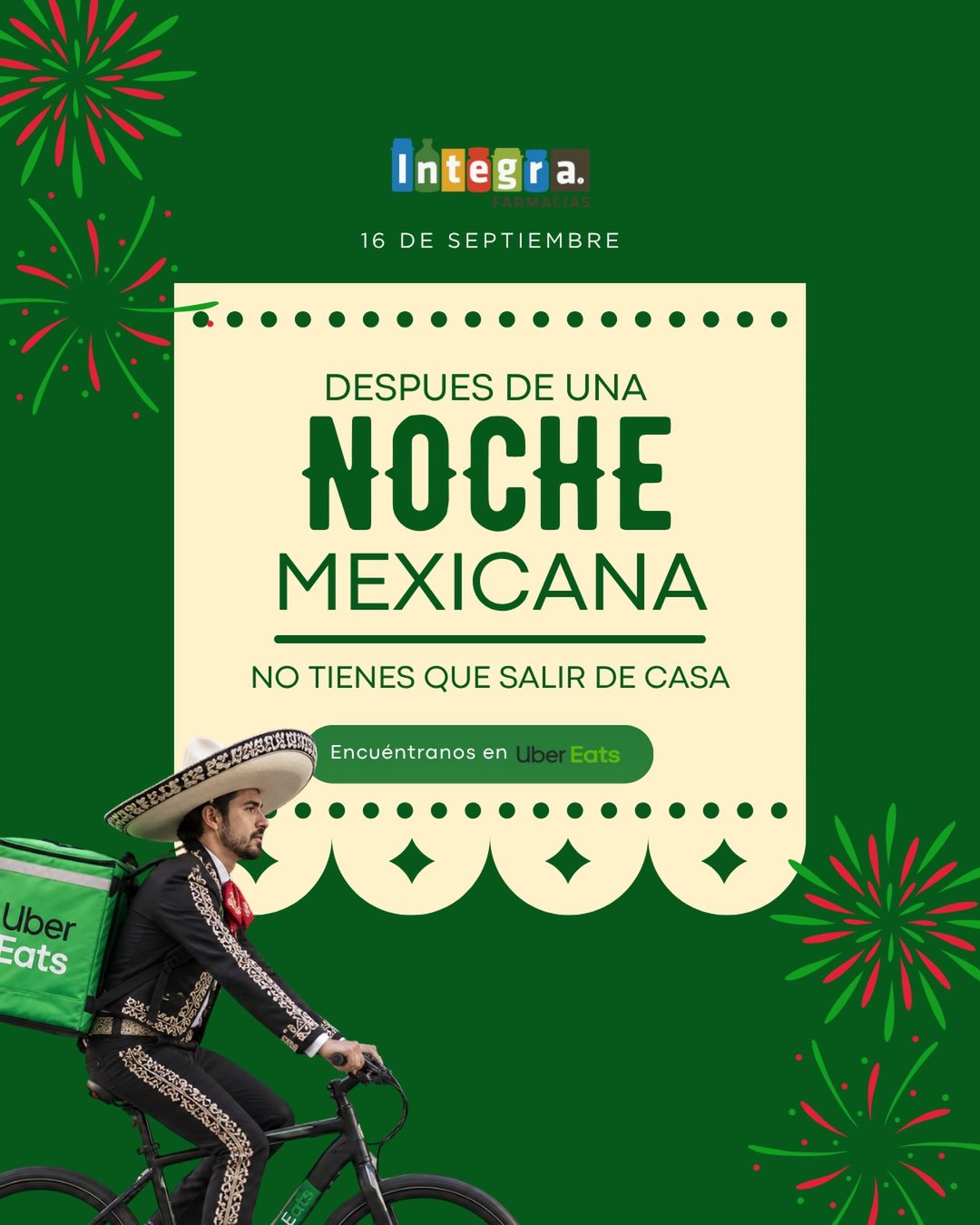 Después de una noche mexicana: Farmacias Integra en Uber Eats, 16 de septiembre